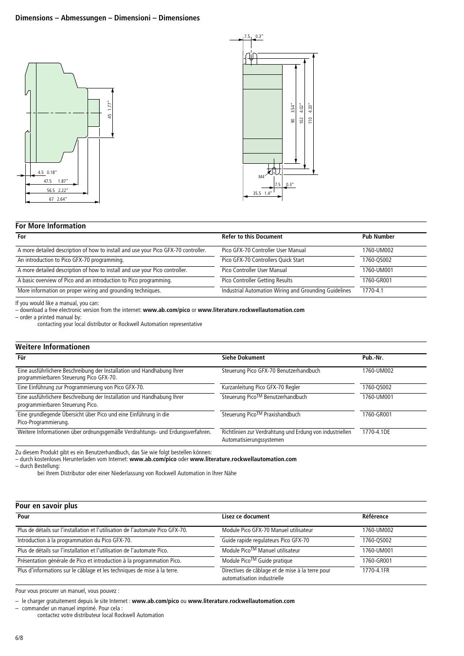 Rockwell Automation 1760-DNET Pico DeviceNet Communications Module Installation Instructions User Manual | Page 6 / 8