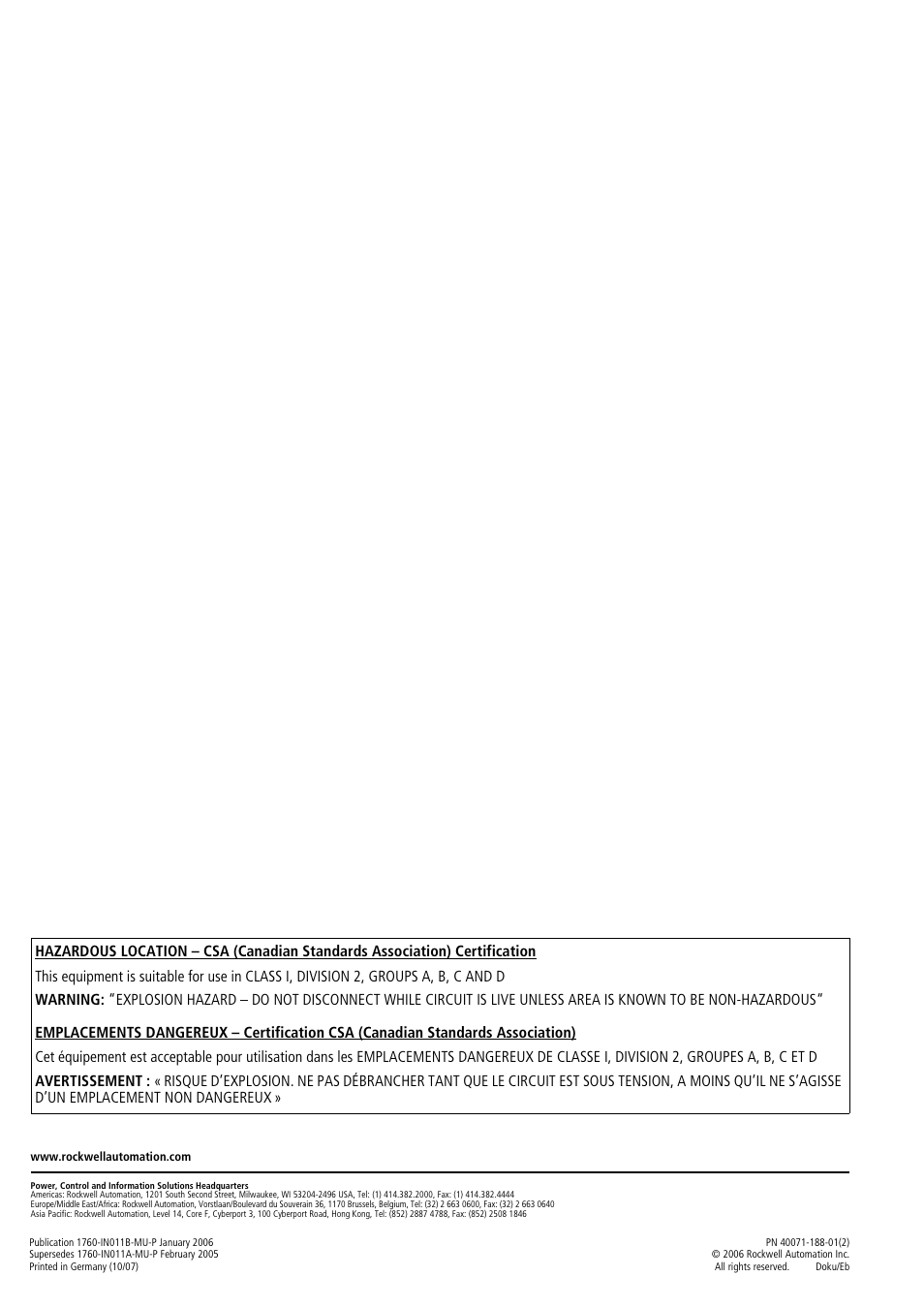 Rockwell Automation 1760-DNET Pico DeviceNet Communications Module Installation Instructions User Manual | Page 8 / 8
