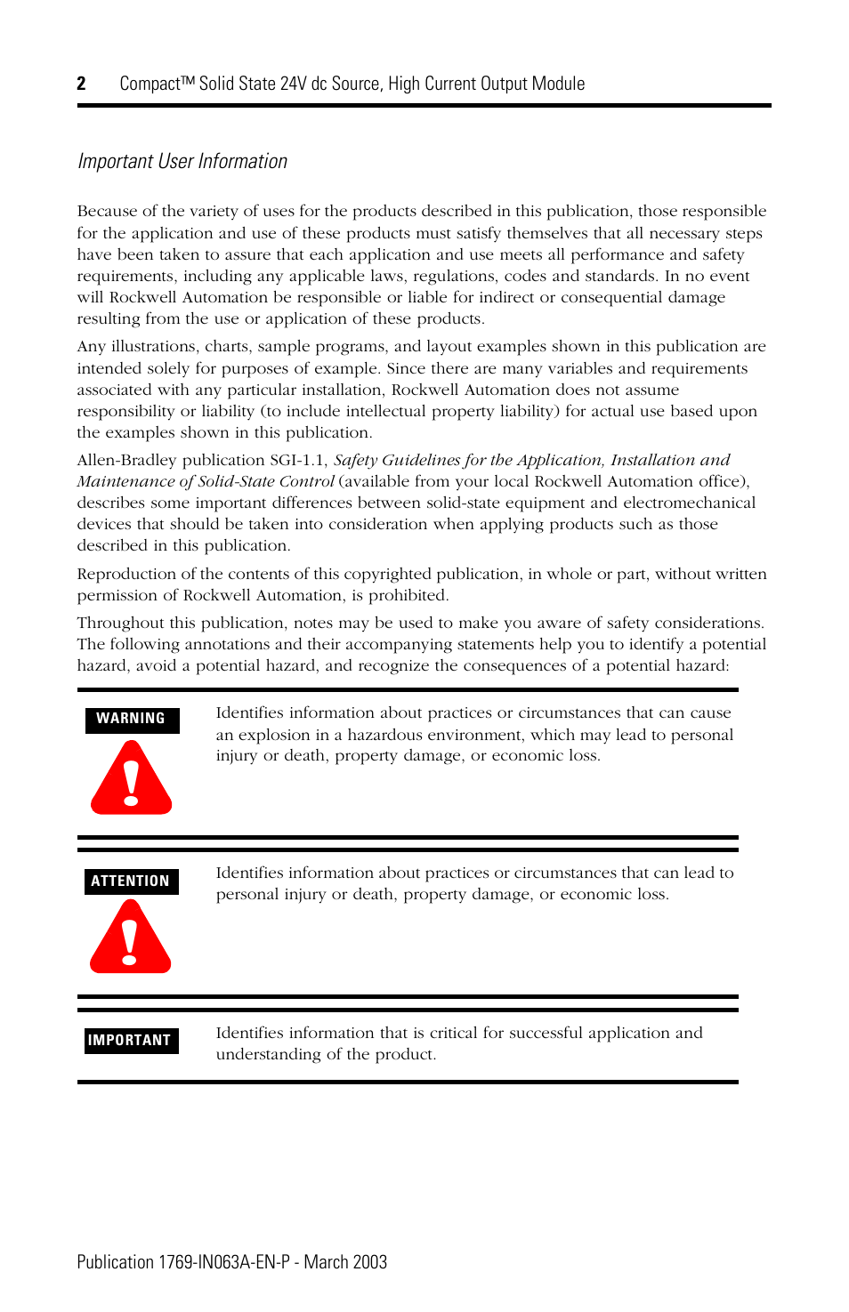 Rockwell Automation 1769-OB8 Compact Solid State 24V dc Source, High Current Output Module User Manual | Page 2 / 20