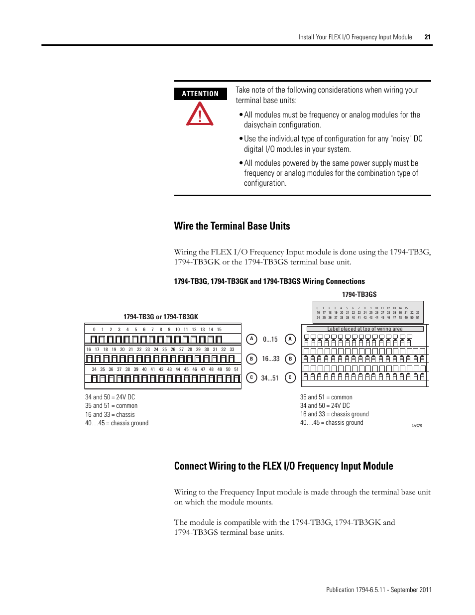 Wire the terminal base units | Rockwell Automation 1794-IJ2XT FLEX I/O Frequency Input Modules User Manual User Manual | Page 31 / 87