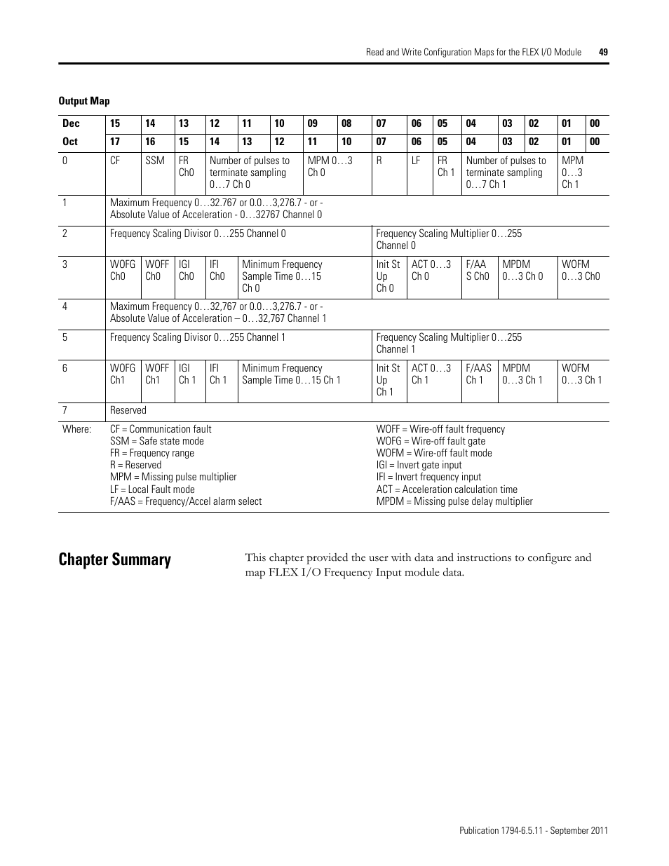 Chapter summary | Rockwell Automation 1794-IJ2XT FLEX I/O Frequency Input Modules User Manual User Manual | Page 59 / 87