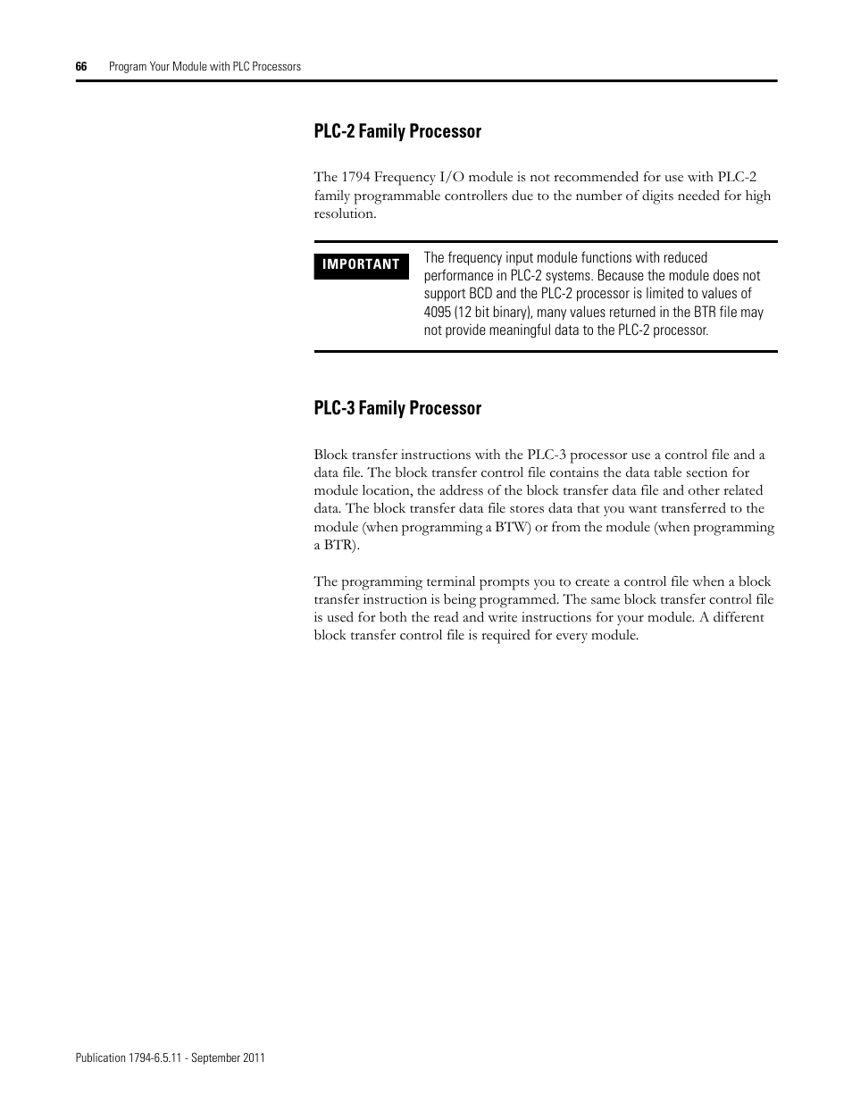 Plc-2 family processor, Plc-3 family processor, Plc-2 family processor plc-3 family processor | Rockwell Automation 1794-IJ2XT FLEX I/O Frequency Input Modules User Manual User Manual | Page 76 / 87