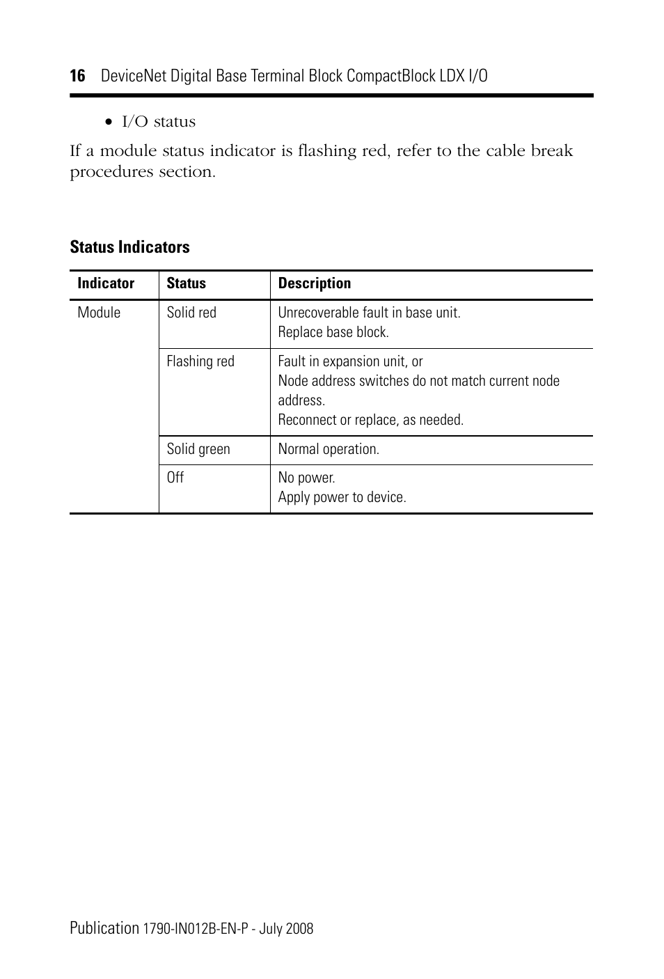 Rockwell Automation 1790D-XXXX DeviceNet Digital Base Terminal Block CompactBlock LDX I/O Series B User Manual | Page 16 / 28