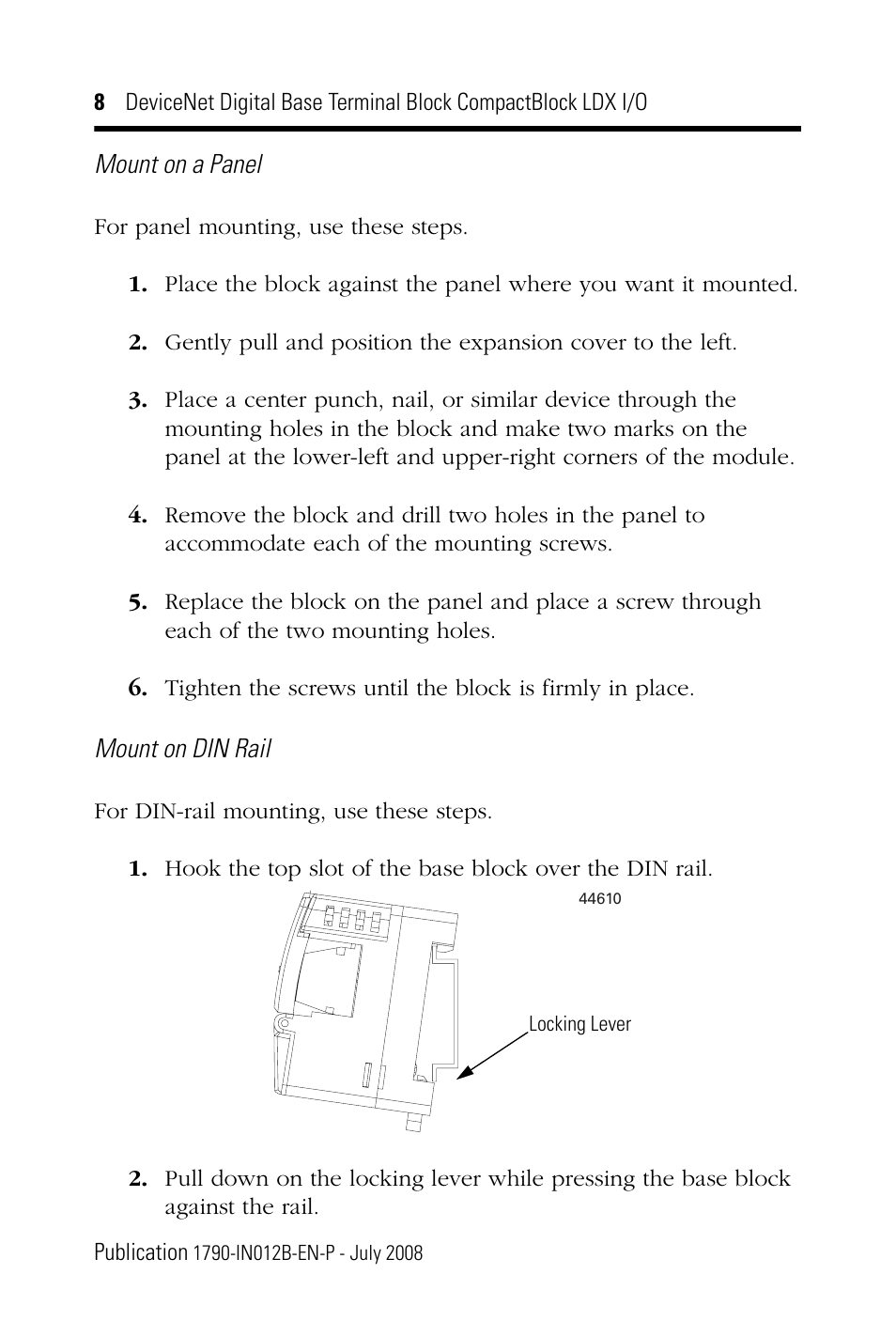 Rockwell Automation 1790D-XXXX DeviceNet Digital Base Terminal Block CompactBlock LDX I/O Series B User Manual | Page 8 / 28