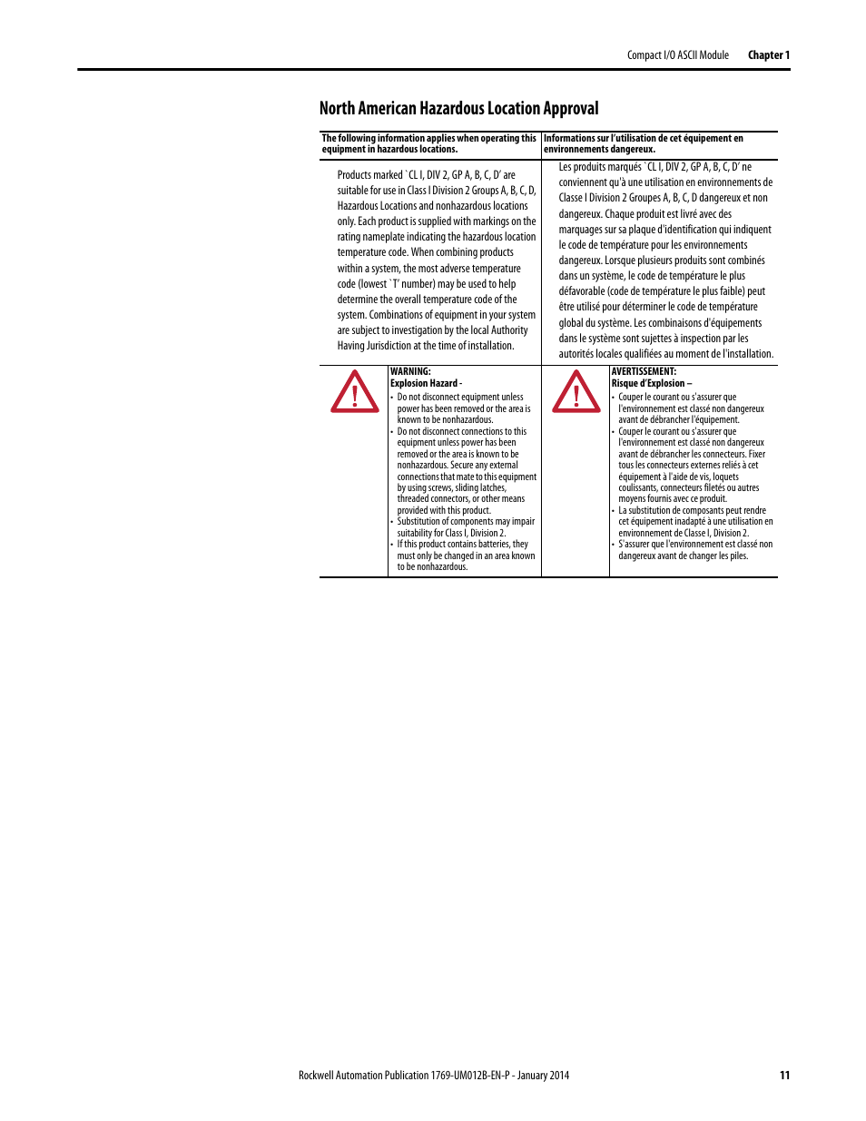 North american hazardous location approval | Rockwell Automation 1769-ASCII Compact I/O ASCII Module User Manual | Page 11 / 118