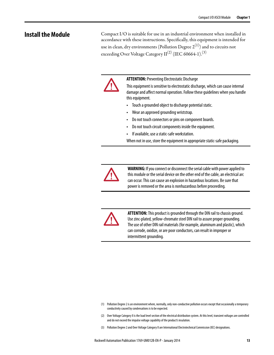 Install the module | Rockwell Automation 1769-ASCII Compact I/O ASCII Module User Manual | Page 13 / 118