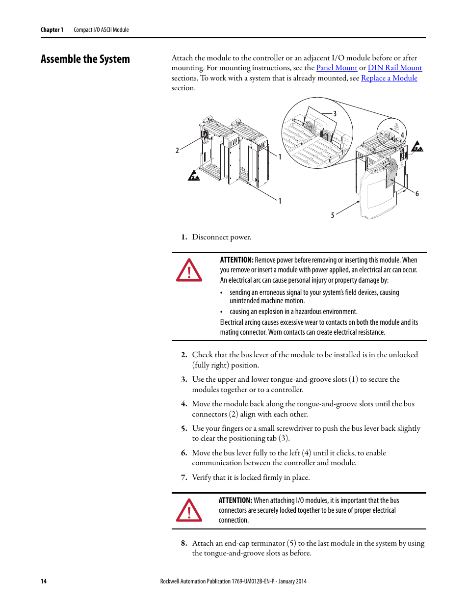 Assemble the system | Rockwell Automation 1769-ASCII Compact I/O ASCII Module User Manual | Page 14 / 118