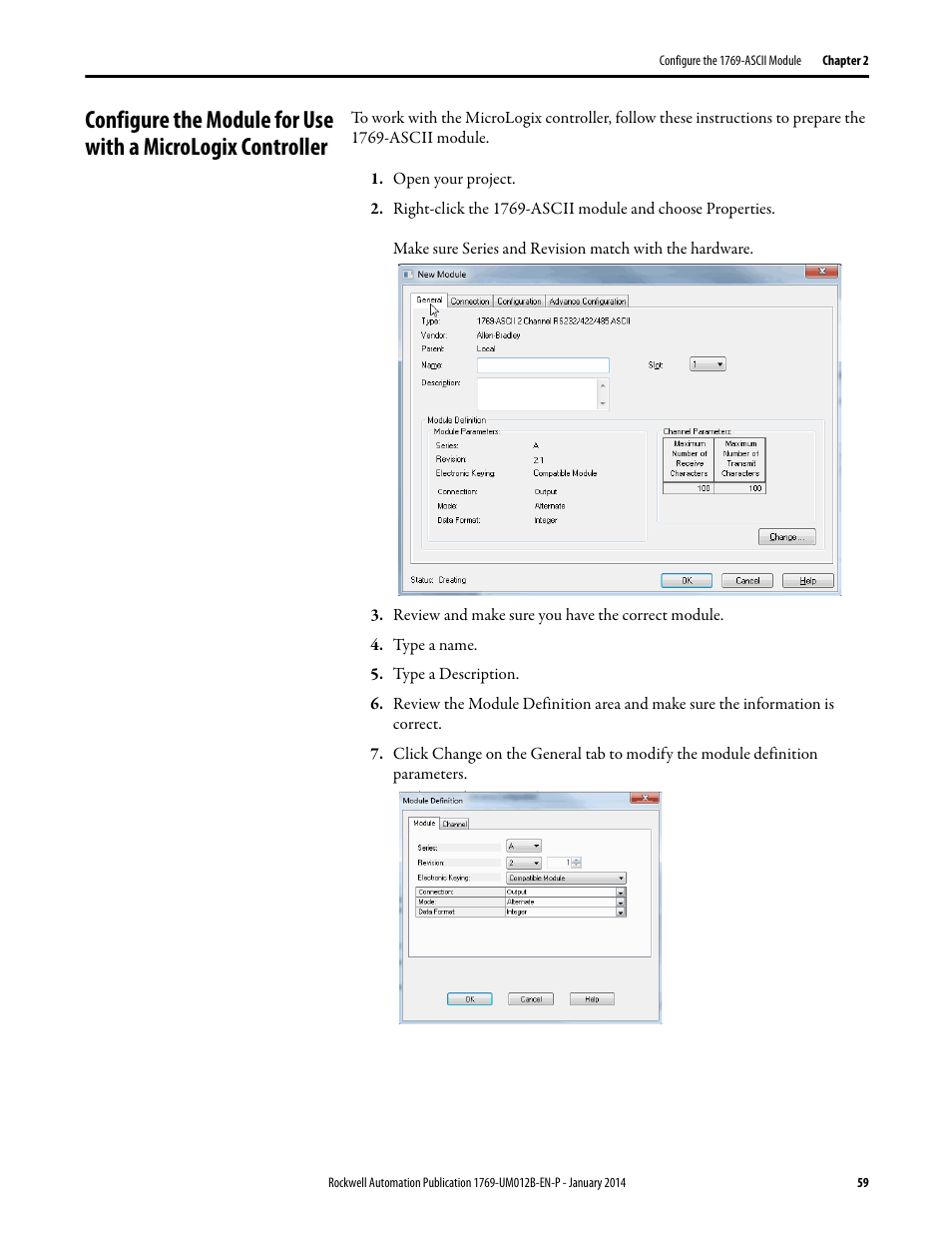 Rockwell Automation 1769-ASCII Compact I/O ASCII Module User Manual | Page 59 / 118