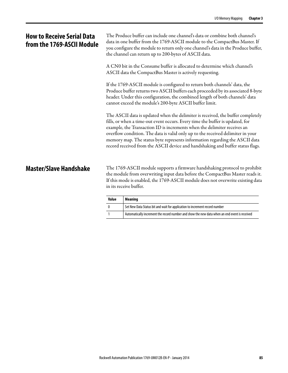 Master/slave handshake | Rockwell Automation 1769-ASCII Compact I/O ASCII Module User Manual | Page 85 / 118