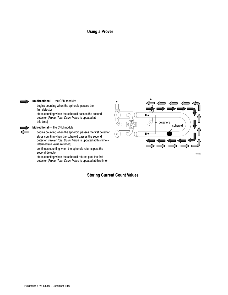 Using a prover, Storing current count values | Rockwell Automation 1771-CFM,D17716.5.99 CONFIGURABLE FLOWMET User Manual | Page 16 / 99