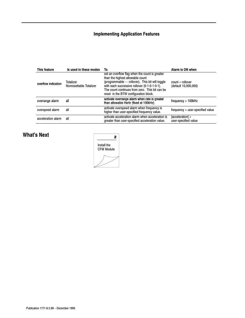 What's next, Implementing application features | Rockwell Automation 1771-CFM,D17716.5.99 CONFIGURABLE FLOWMET User Manual | Page 18 / 99