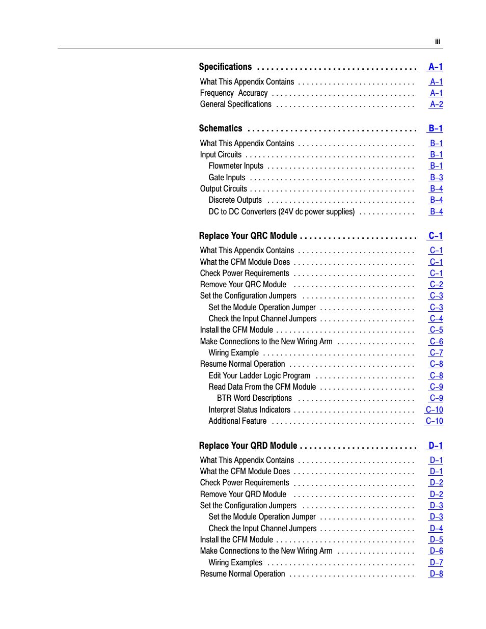 Rockwell Automation 1771-CFM,D17716.5.99 CONFIGURABLE FLOWMET User Manual | Page 5 / 99