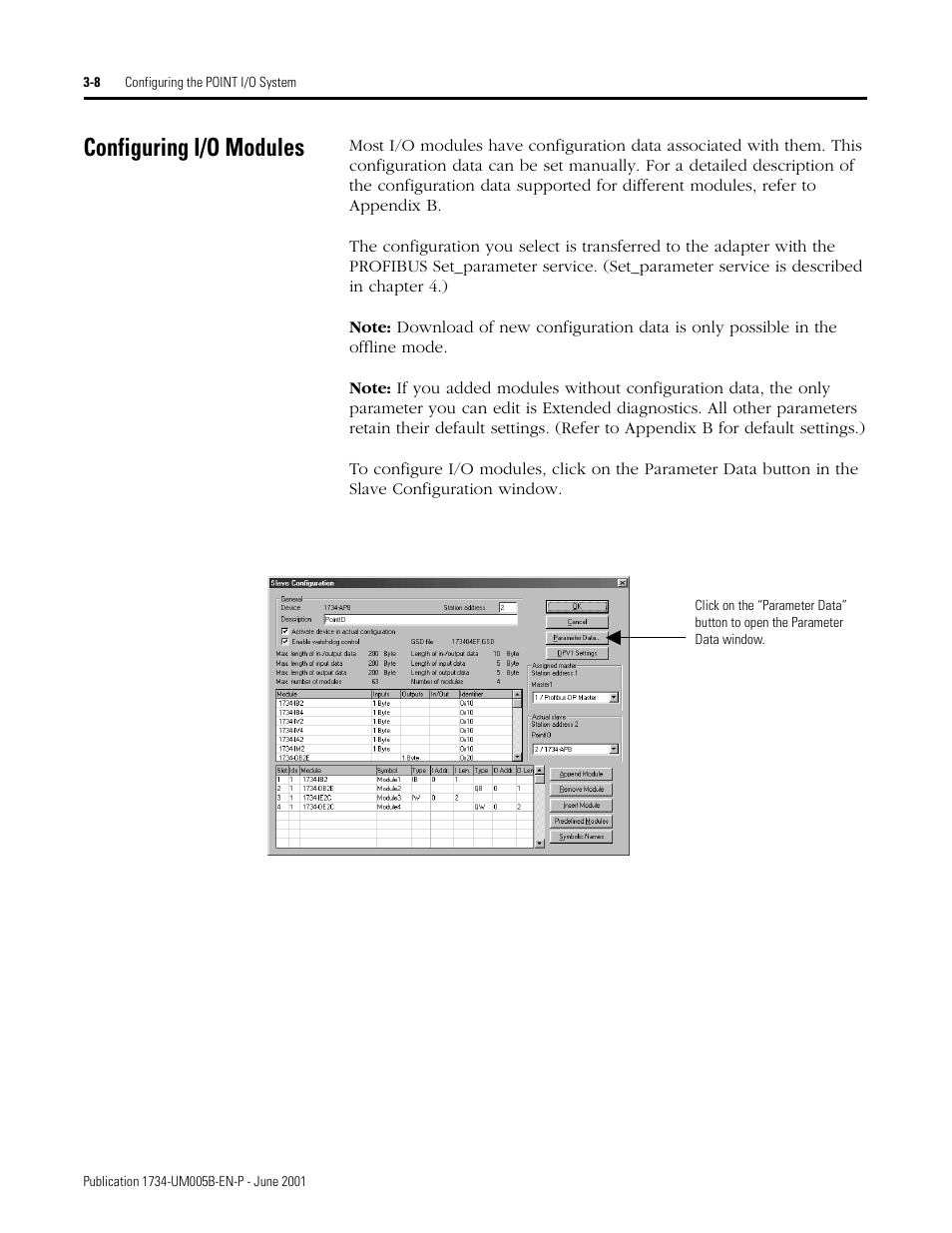 Configuring i/o modules, Configuring i/o modules -8 | Rockwell Automation 1734-APB Point I/O Profibus Adapter Module User Manual | Page 32 / 88