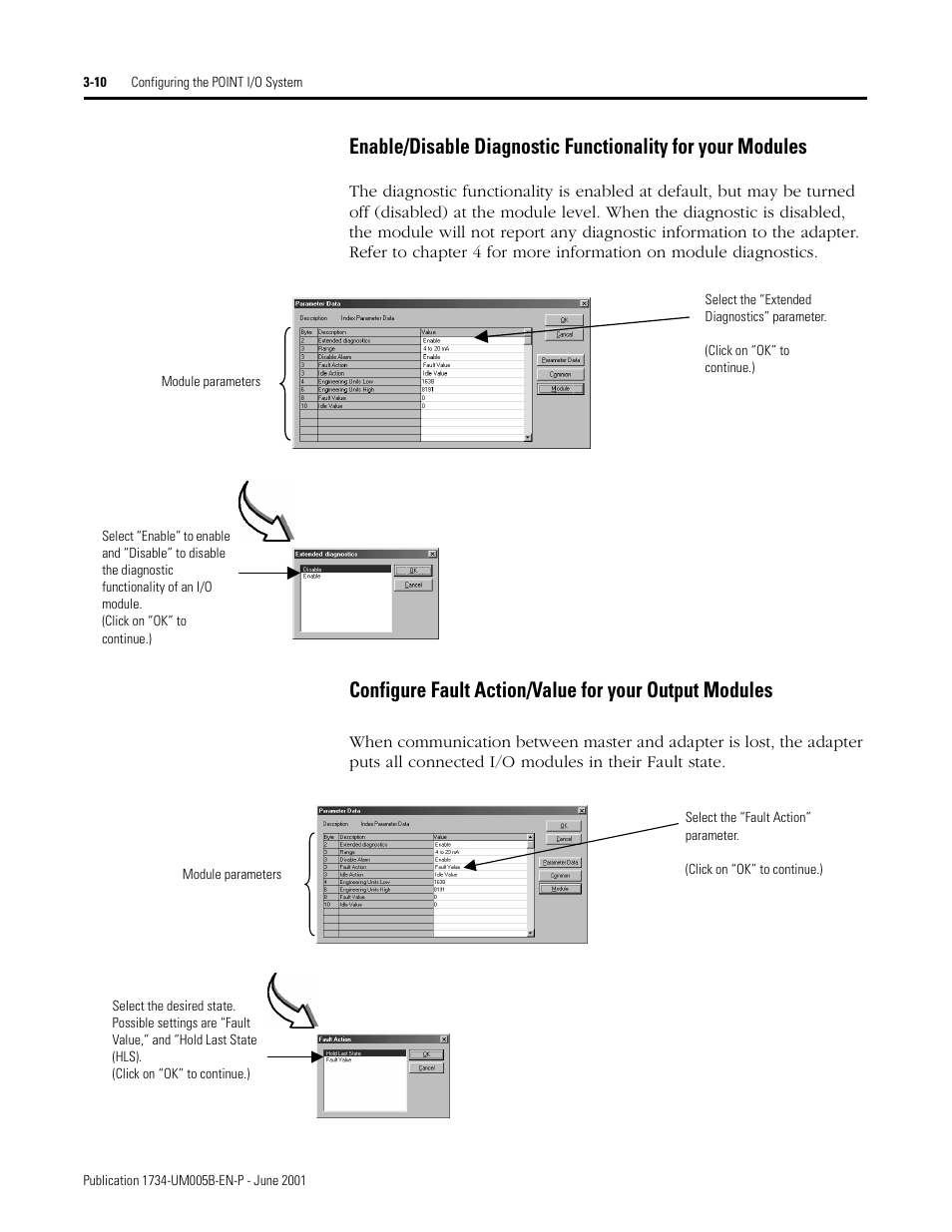 Enable/disable diagnostic functionality for | Rockwell Automation 1734-APB Point I/O Profibus Adapter Module User Manual | Page 34 / 88