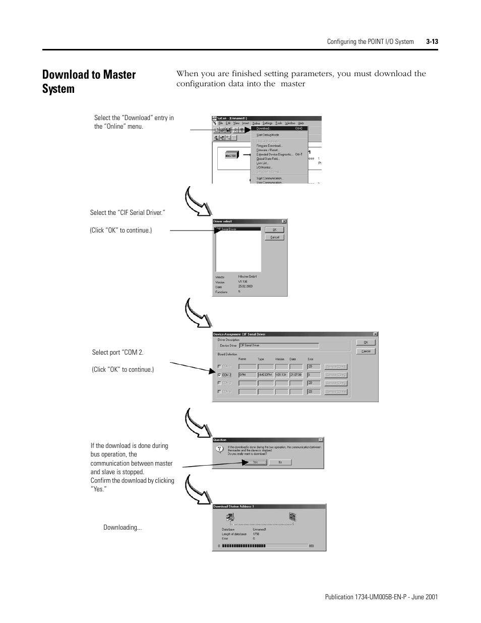 Download to master system, Download to master system -13 | Rockwell Automation 1734-APB Point I/O Profibus Adapter Module User Manual | Page 37 / 88