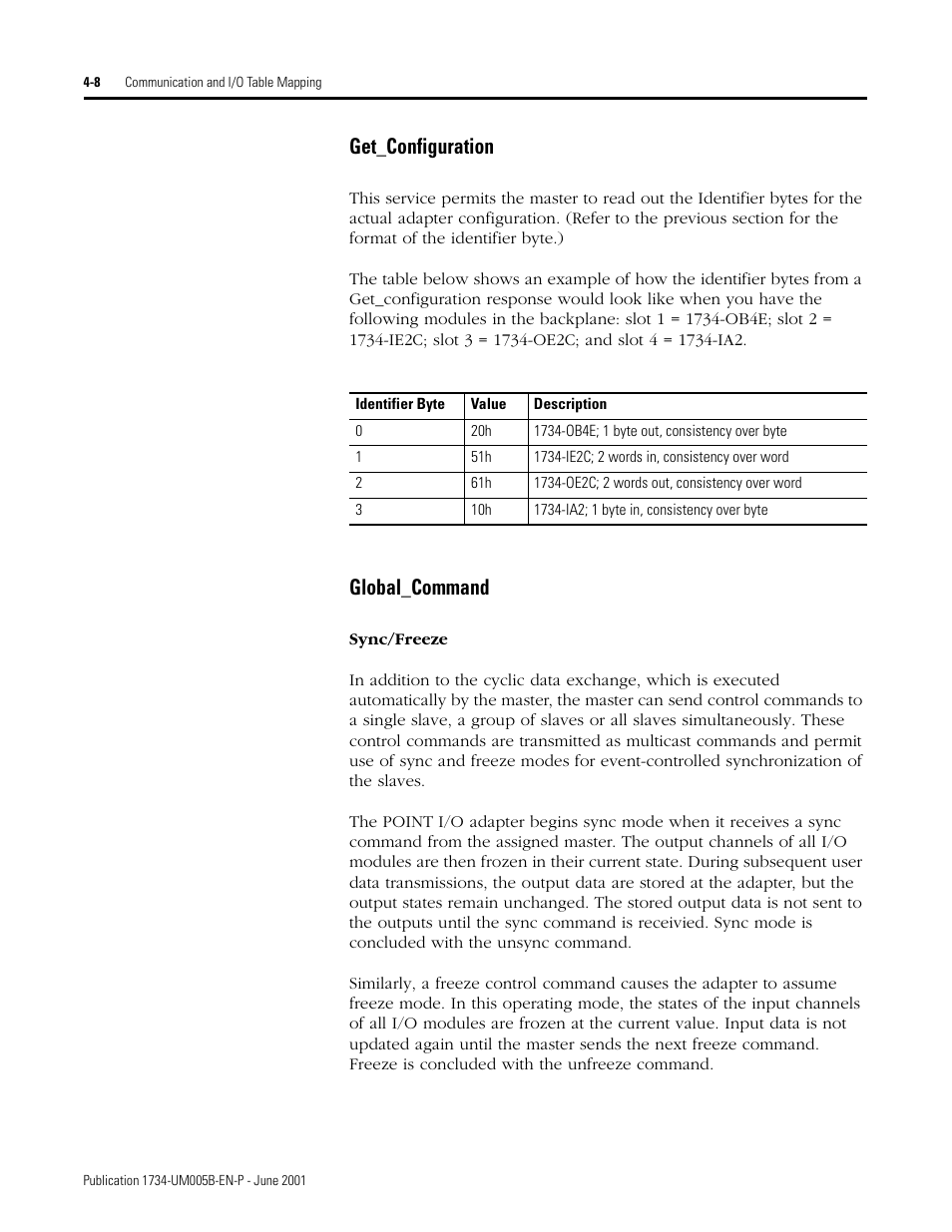 Get_configuration, Global_command | Rockwell Automation 1734-APB Point I/O Profibus Adapter Module User Manual | Page 46 / 88