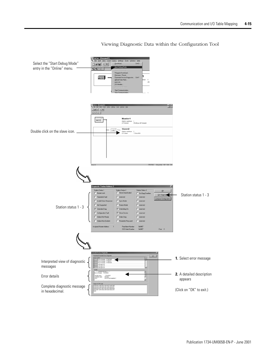 Select error message, A detailed description appears | Rockwell Automation 1734-APB Point I/O Profibus Adapter Module User Manual | Page 53 / 88