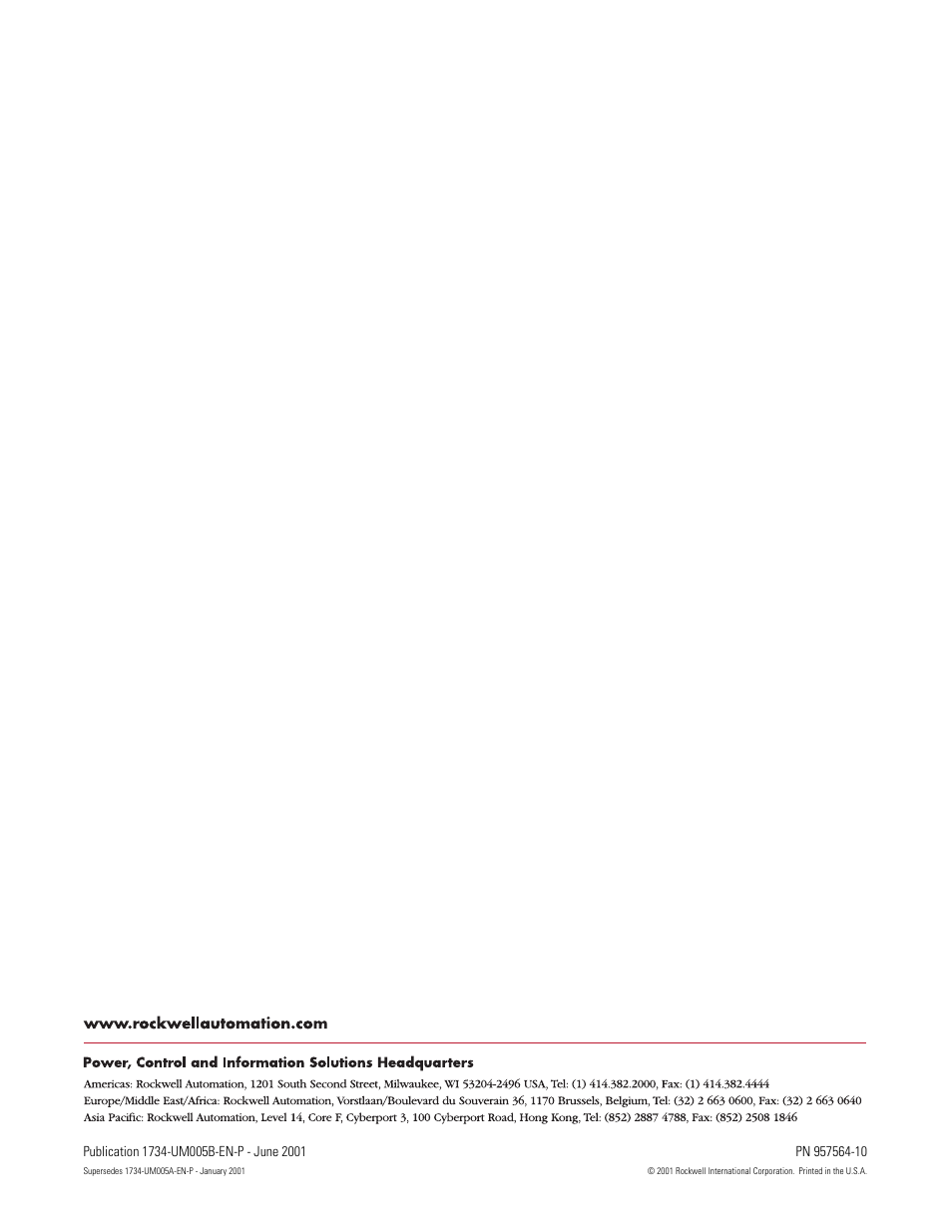 Back cover | Rockwell Automation 1734-APB Point I/O Profibus Adapter Module User Manual | Page 88 / 88