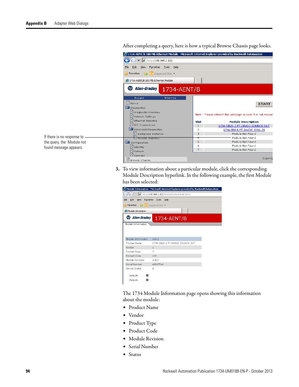 Rockwell Automation 1734-AENT, Series B POINT I/O EtherNet/IP Adapter Module User Manual User Manual | Page 106 / 118