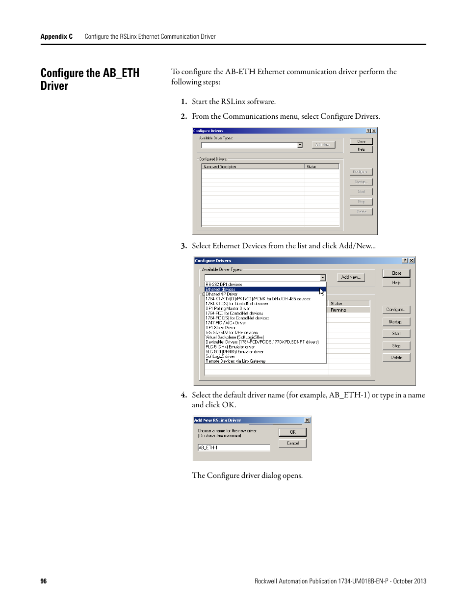 Configure the ab_eth driver | Rockwell Automation 1734-AENT, Series B POINT I/O EtherNet/IP Adapter Module User Manual User Manual | Page 108 / 118