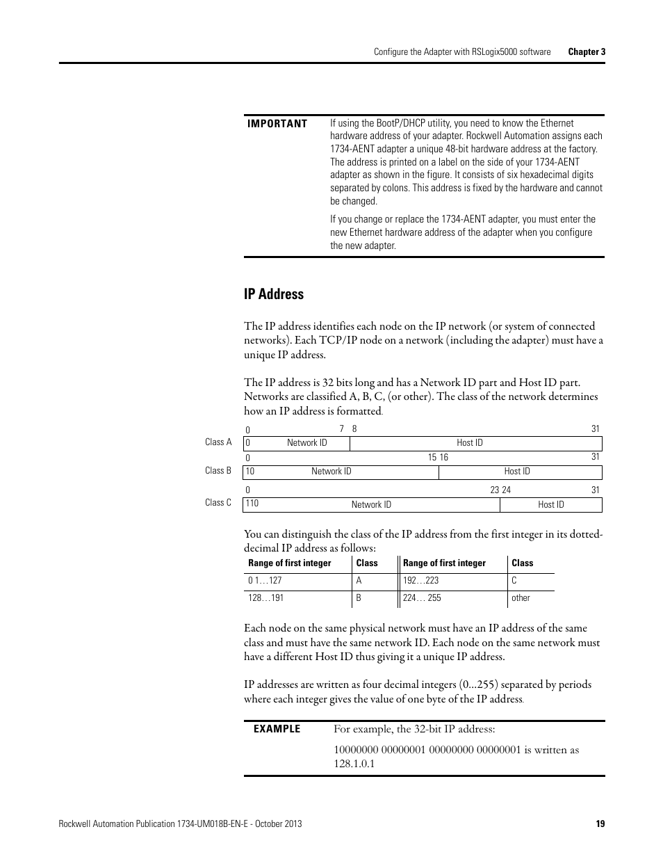 Ip address | Rockwell Automation 1734-AENT, Series B POINT I/O EtherNet/IP Adapter Module User Manual User Manual | Page 29 / 118