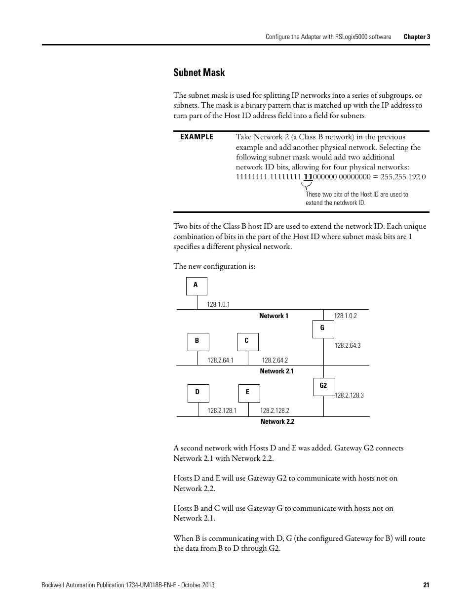 Subnet mask | Rockwell Automation 1734-AENT, Series B POINT I/O EtherNet/IP Adapter Module User Manual User Manual | Page 31 / 118