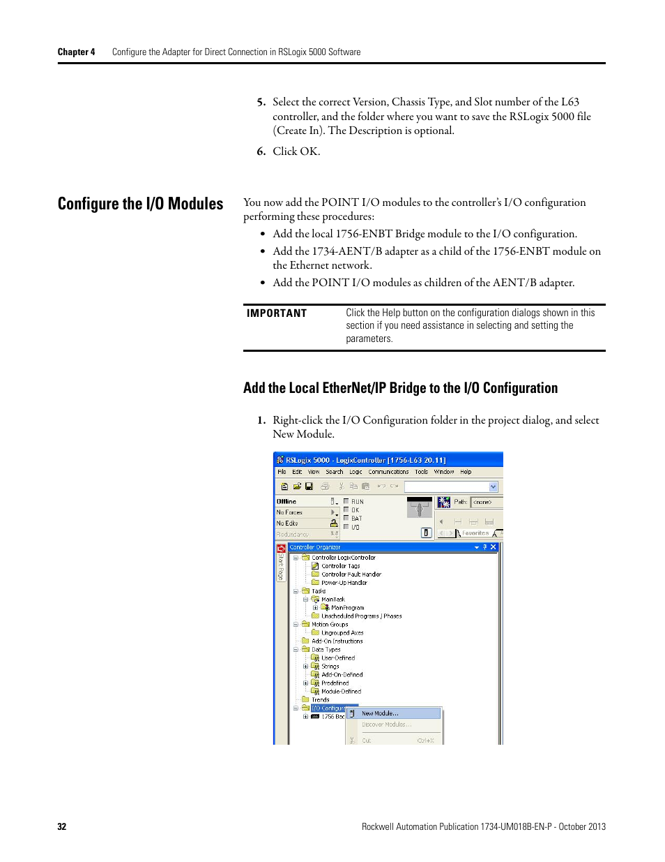 Configure the i/o modules | Rockwell Automation 1734-AENT, Series B POINT I/O EtherNet/IP Adapter Module User Manual User Manual | Page 42 / 118