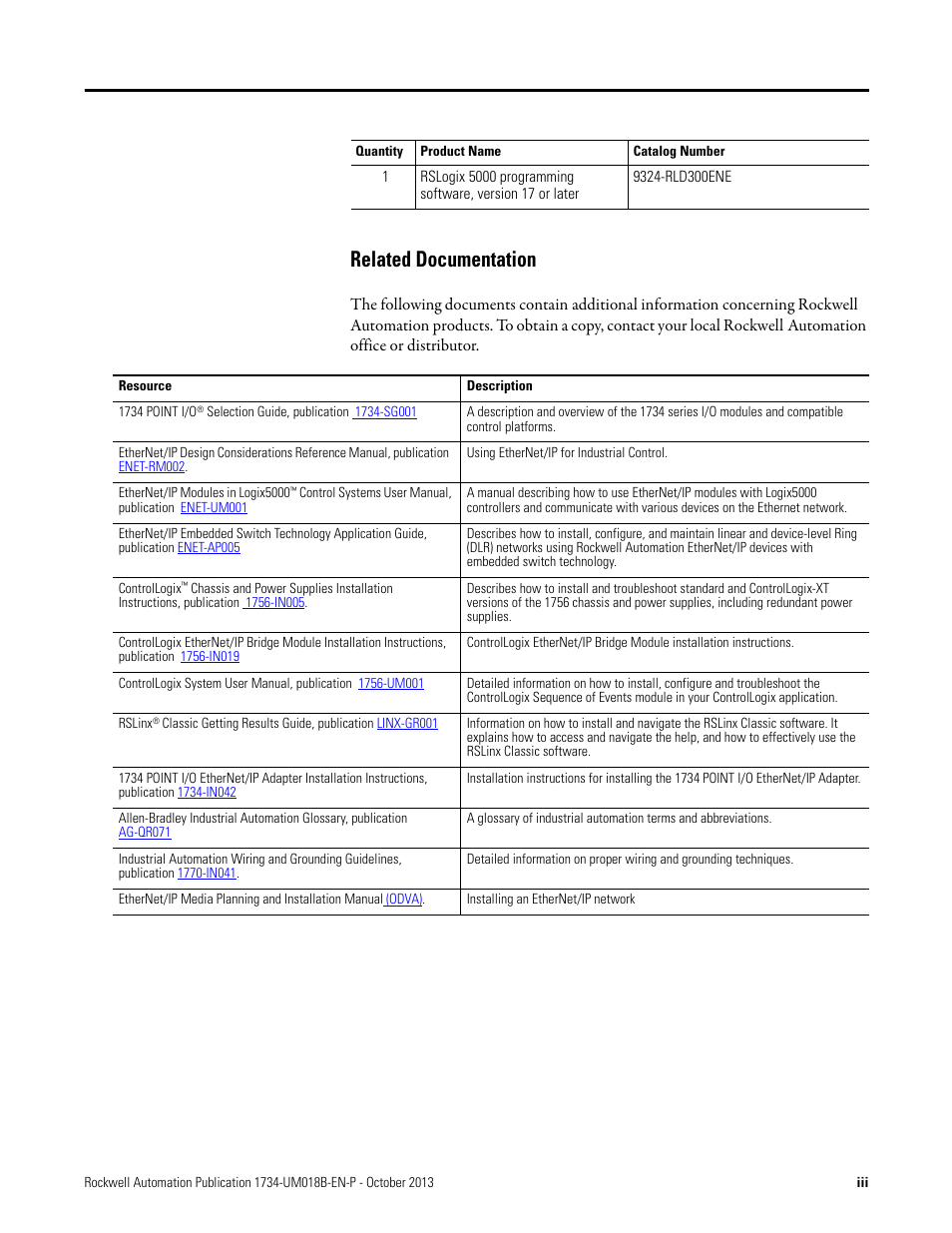 Related documentation | Rockwell Automation 1734-AENT, Series B POINT I/O EtherNet/IP Adapter Module User Manual User Manual | Page 5 / 118