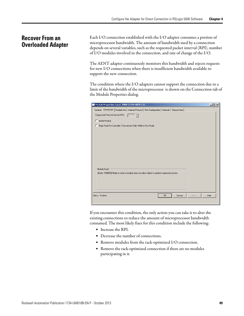 Recover from an overloaded adapter | Rockwell Automation 1734-AENT, Series B POINT I/O EtherNet/IP Adapter Module User Manual User Manual | Page 59 / 118