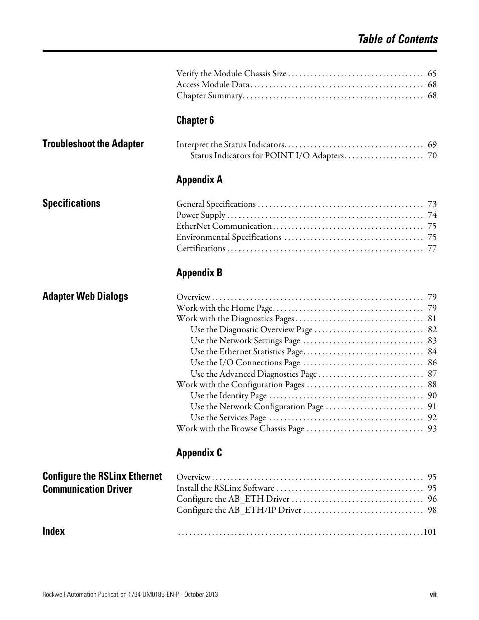 Rockwell Automation 1734-AENT, Series B POINT I/O EtherNet/IP Adapter Module User Manual User Manual | Page 9 / 118