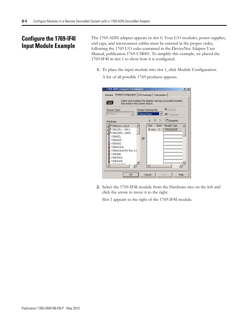 Configure the 1769-if4i input module example | Rockwell Automation 1769-OF4VI Compact I/O Isolated Analog Modules User Manual | Page 108 / 128