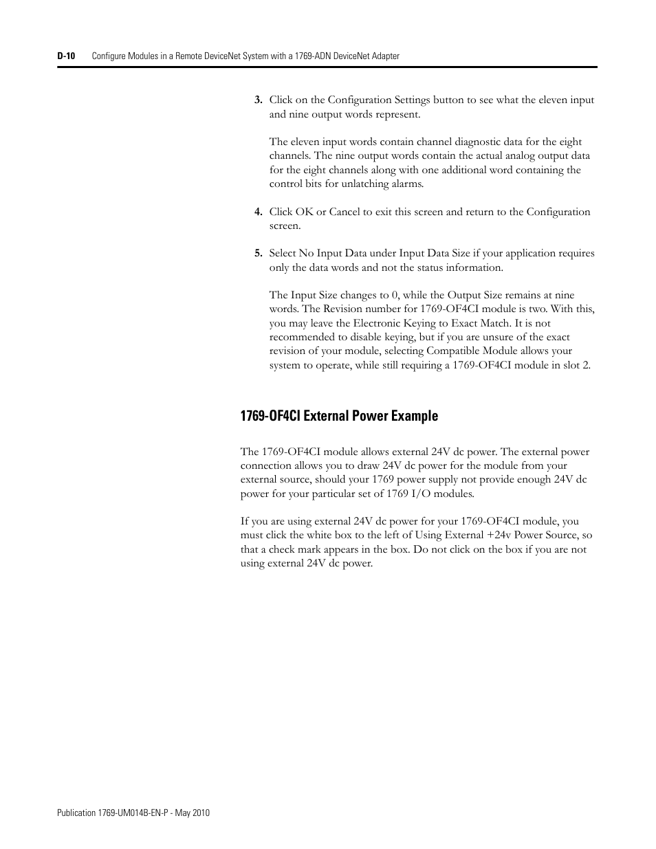 1769-of4ci external power example | Rockwell Automation 1769-OF4VI Compact I/O Isolated Analog Modules User Manual | Page 114 / 128
