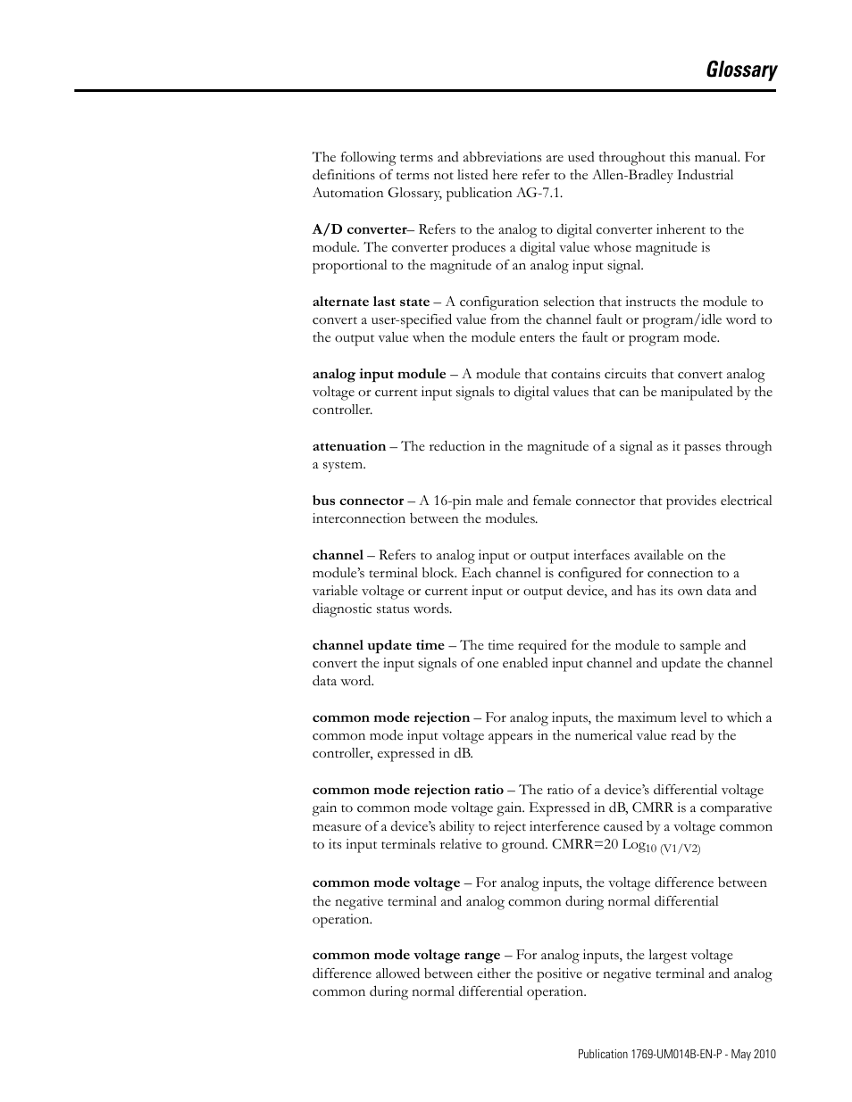 Glossary | Rockwell Automation 1769-OF4VI Compact I/O Isolated Analog Modules User Manual | Page 119 / 128