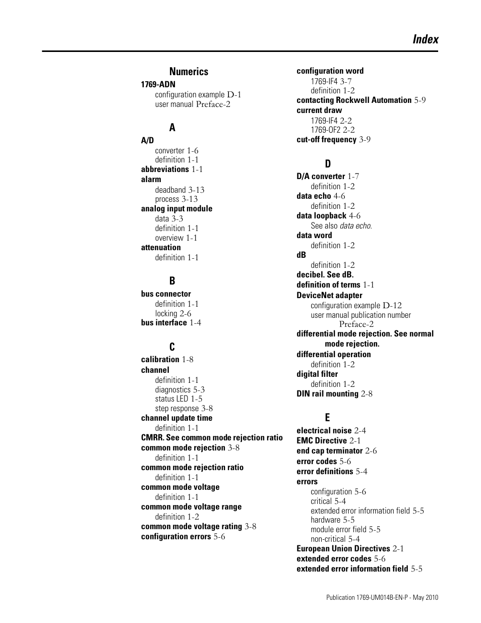 Index, Numerics | Rockwell Automation 1769-OF4VI Compact I/O Isolated Analog Modules User Manual | Page 123 / 128