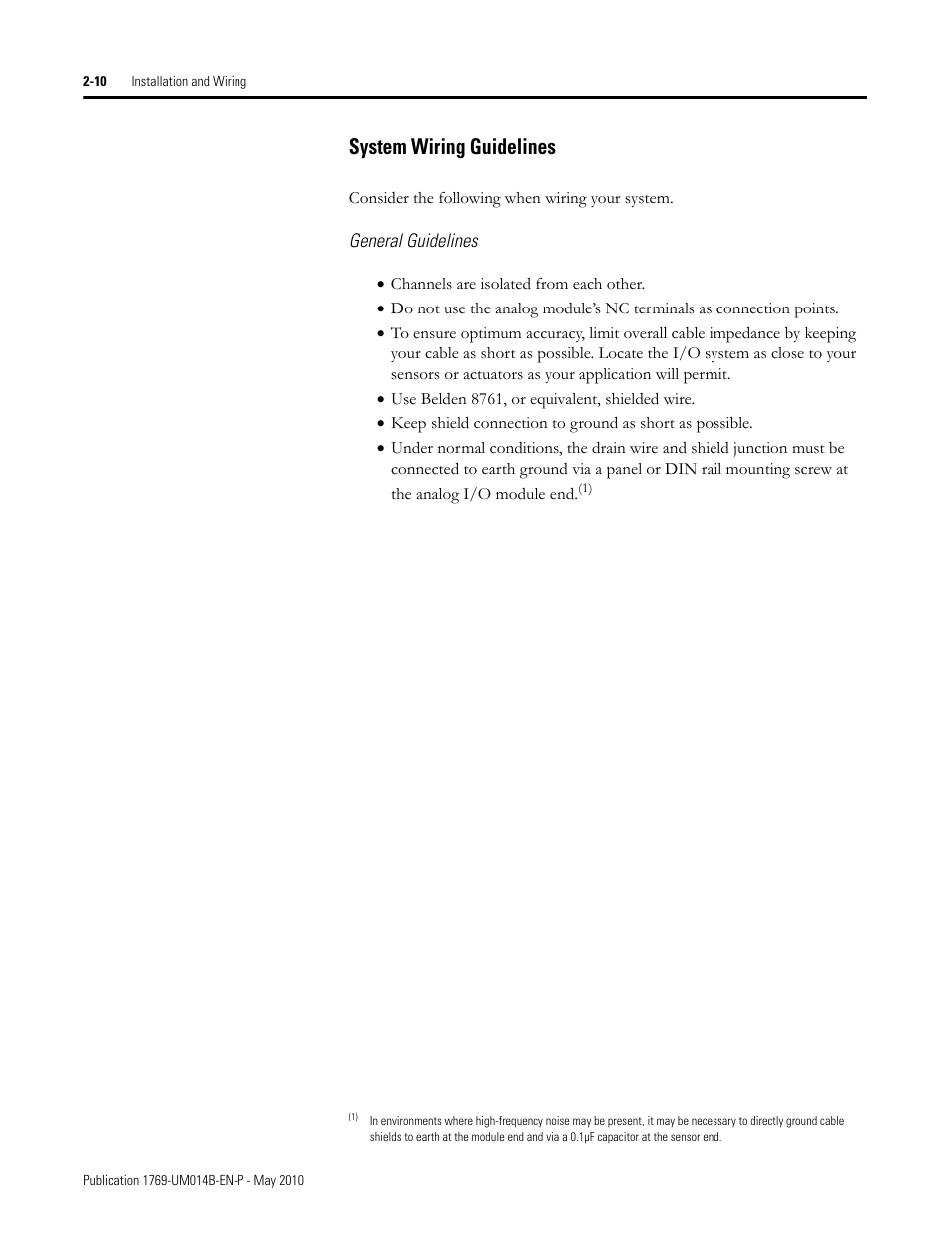 System wiring guidelines, System wiring guidelines -10 | Rockwell Automation 1769-OF4VI Compact I/O Isolated Analog Modules User Manual | Page 26 / 128