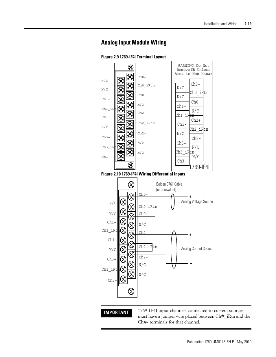 Analog input module wiring, Analog input module wiring -18 | Rockwell Automation 1769-OF4VI Compact I/O Isolated Analog Modules User Manual | Page 35 / 128