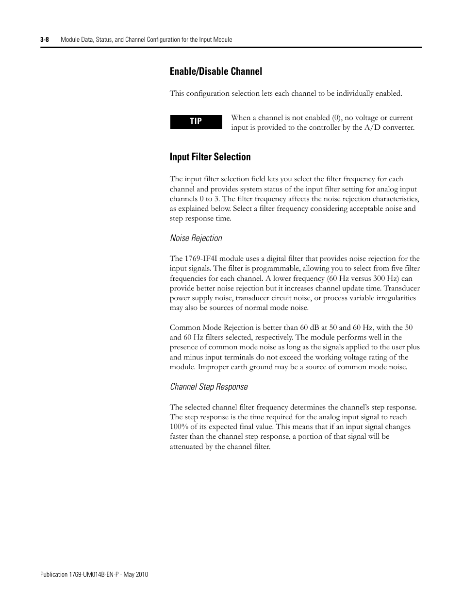 Enable/disable channel, Input filter selection | Rockwell Automation 1769-OF4VI Compact I/O Isolated Analog Modules User Manual | Page 46 / 128