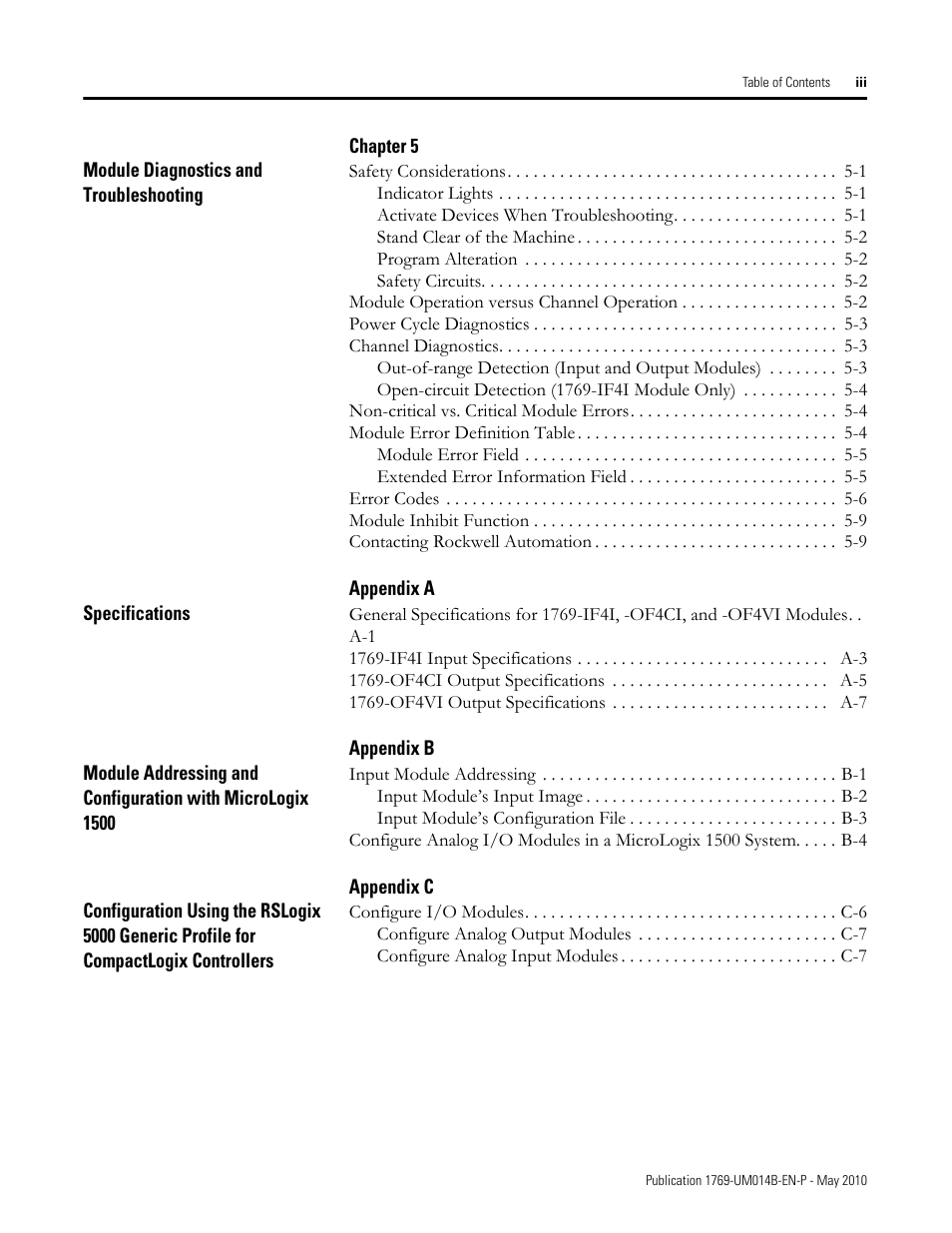 Rockwell Automation 1769-OF4VI Compact I/O Isolated Analog Modules User Manual | Page 5 / 128