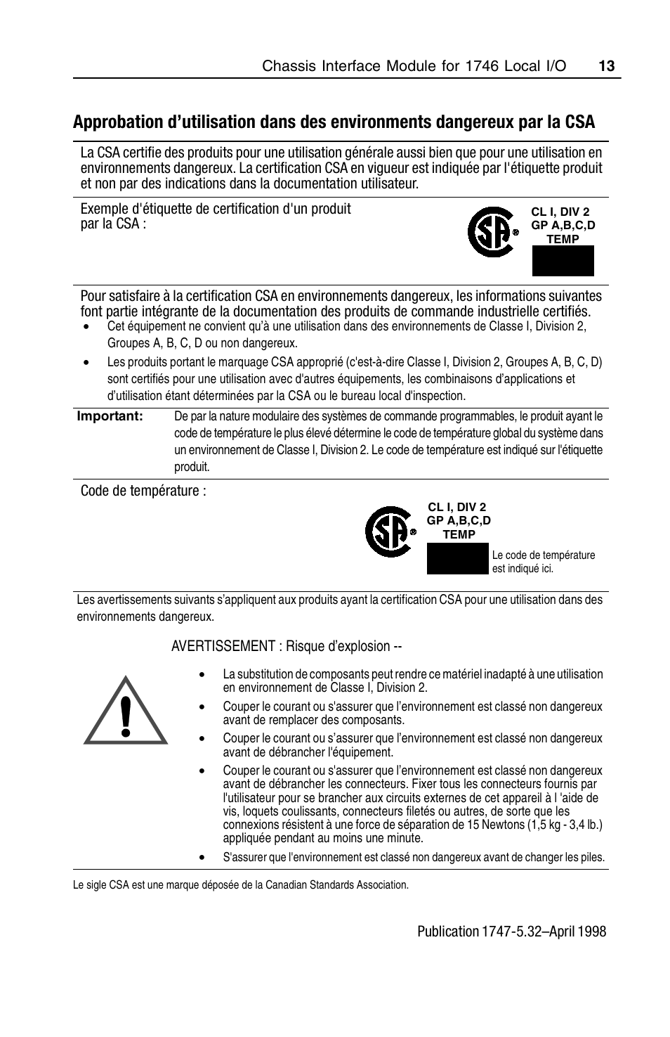 Rockwell Automation 1747-PCIL Chassis Interface Module for 1746 Local I/O User Manual | Page 13 / 16