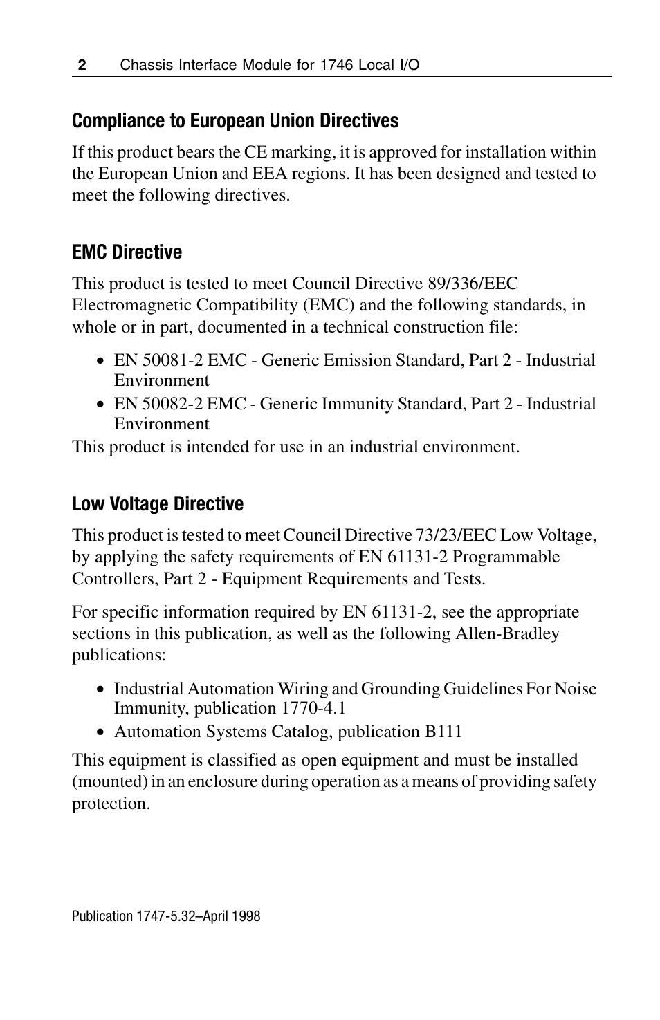 Rockwell Automation 1747-PCIL Chassis Interface Module for 1746 Local I/O User Manual | Page 2 / 16