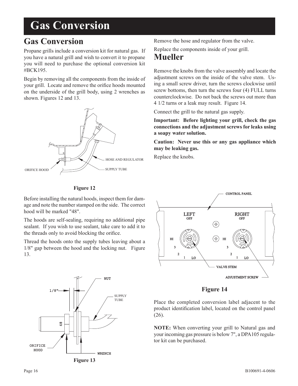 Gas conversion, Mueller, Figure 14 | Broilmaster D3-1 User Manual | Page 16 / 24