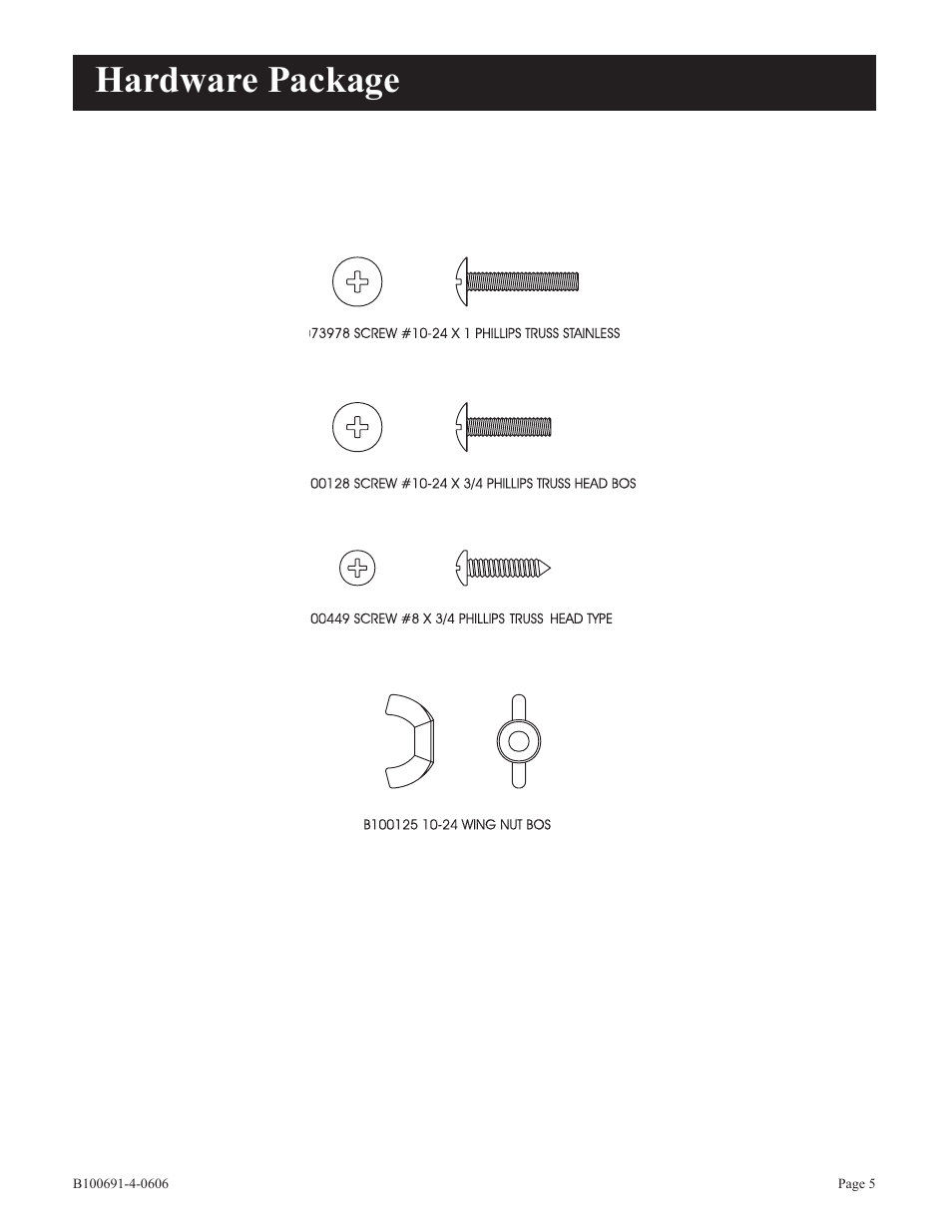 Hardware package | Broilmaster D3-1 User Manual | Page 5 / 24