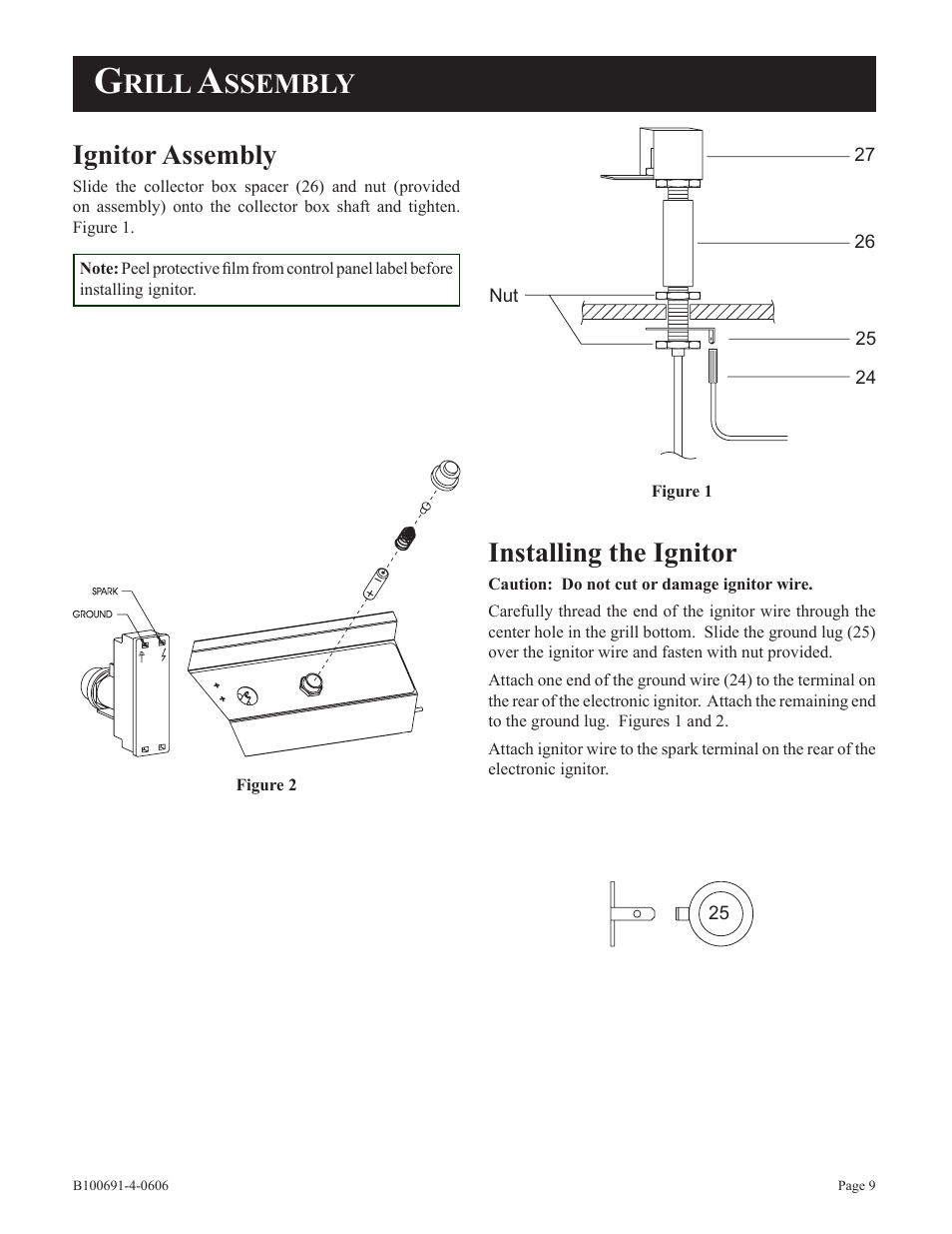Ignitor assembly, Rill, Ssembly installing the ignitor | Broilmaster D3-1 User Manual | Page 9 / 24