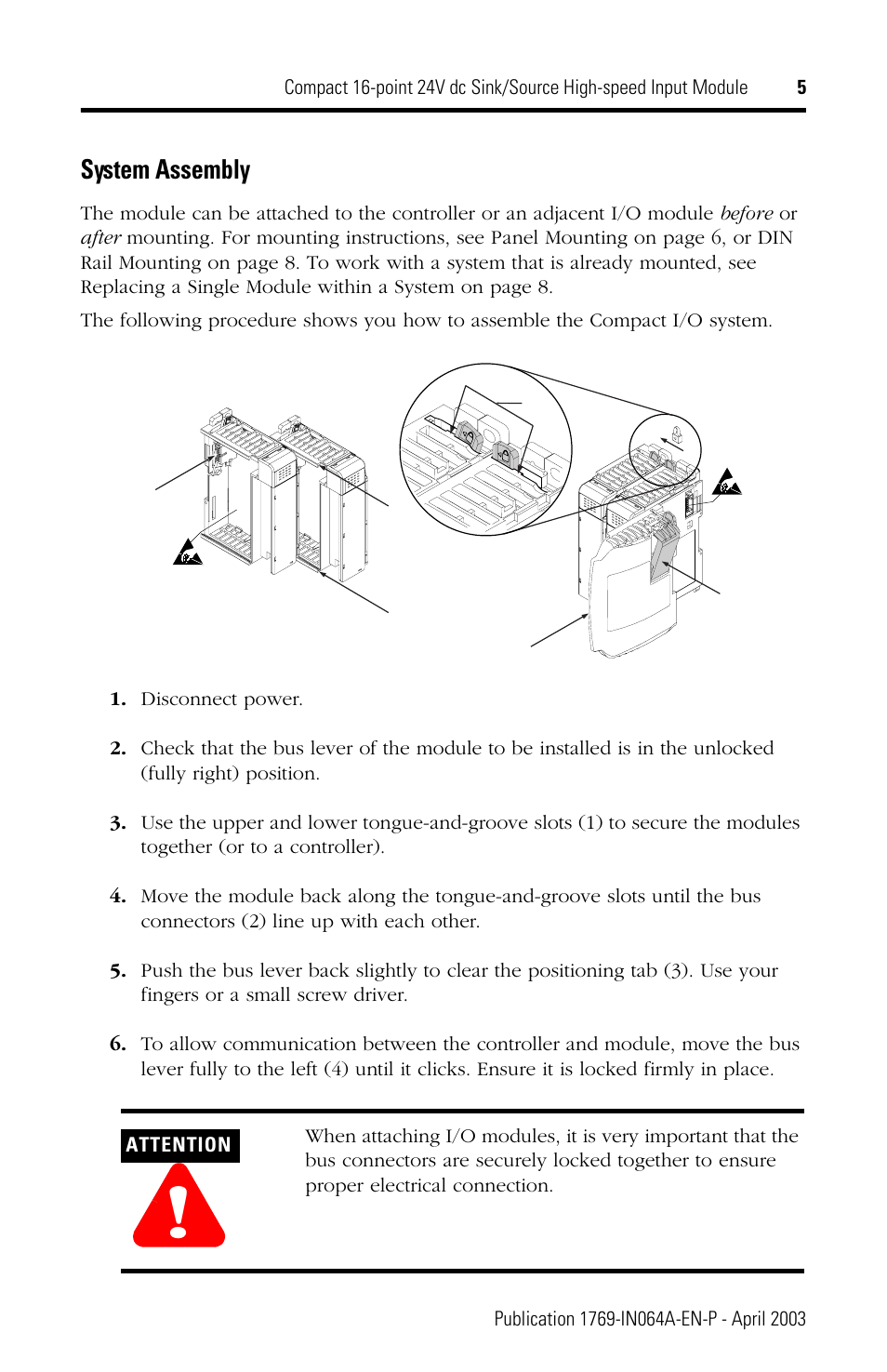 System assembly | Rockwell Automation 1769-IQ16F Compact 24V dc Sink/Source Input Module User Manual | Page 5 / 16