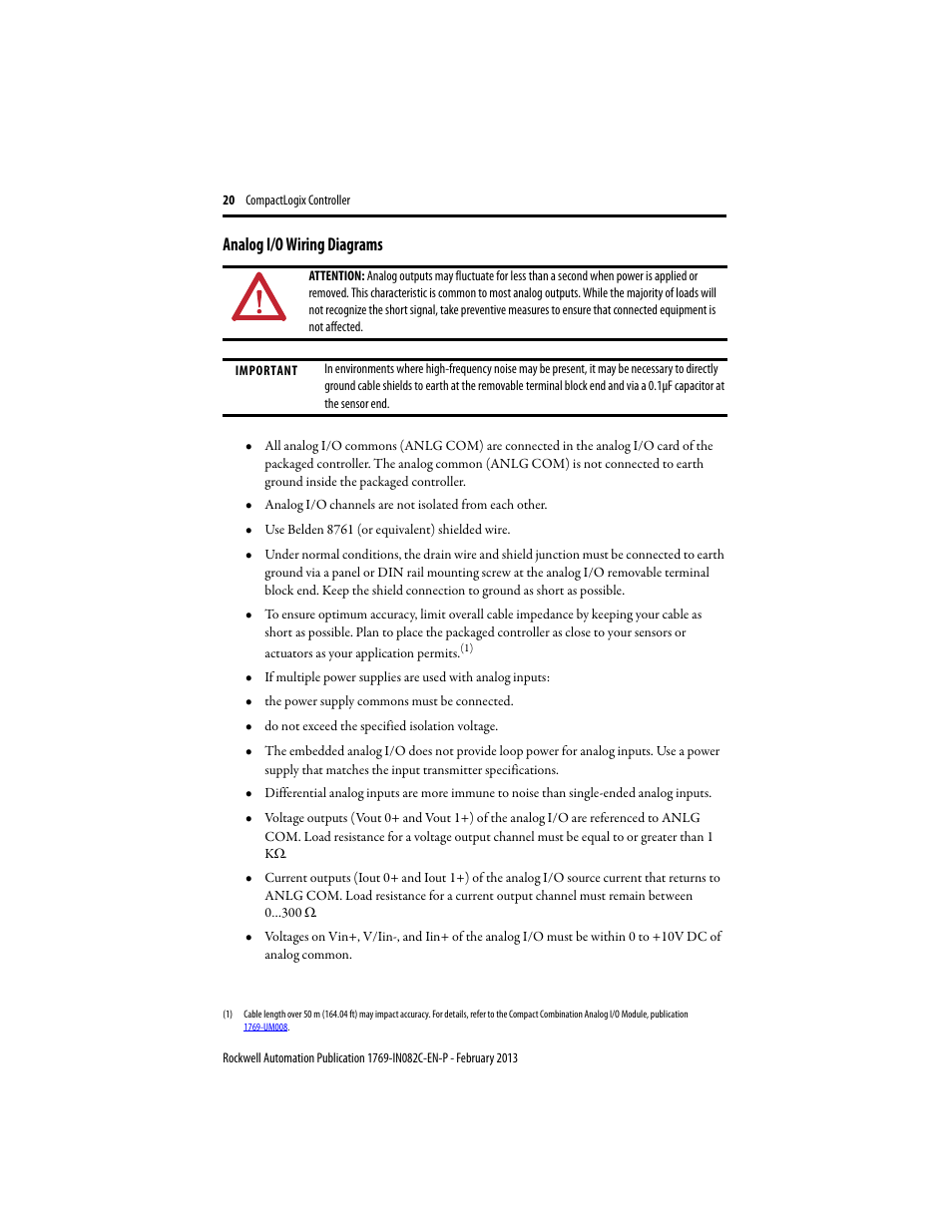 Analog i/o wiring diagrams | Rockwell Automation 1769-L23E-QB1B_QBFC1B_QBFC1B CompactLogix Packaged Controller Installation Instructions User Manual | Page 20 / 44