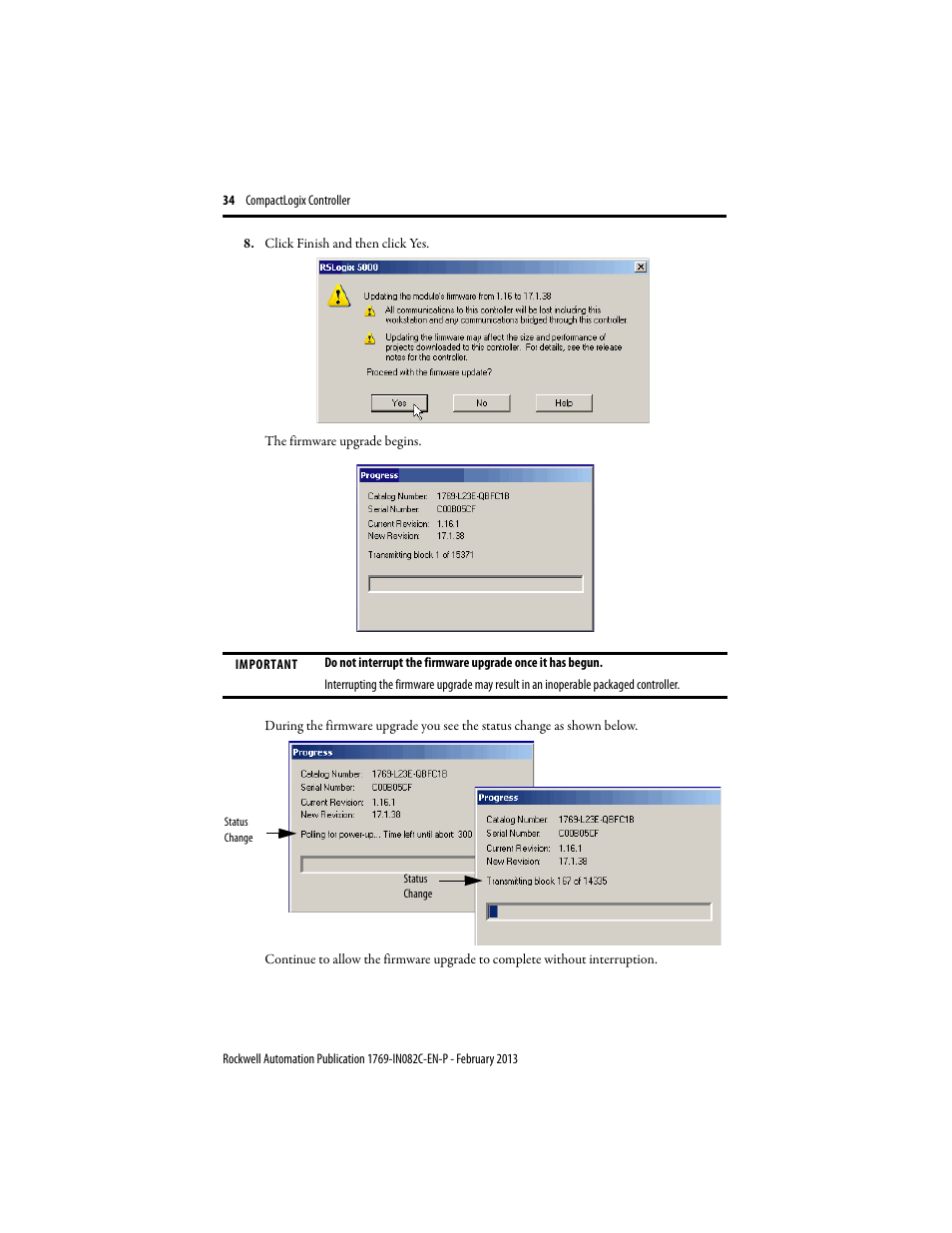 Rockwell Automation 1769-L23E-QB1B_QBFC1B_QBFC1B CompactLogix Packaged Controller Installation Instructions User Manual | Page 34 / 44