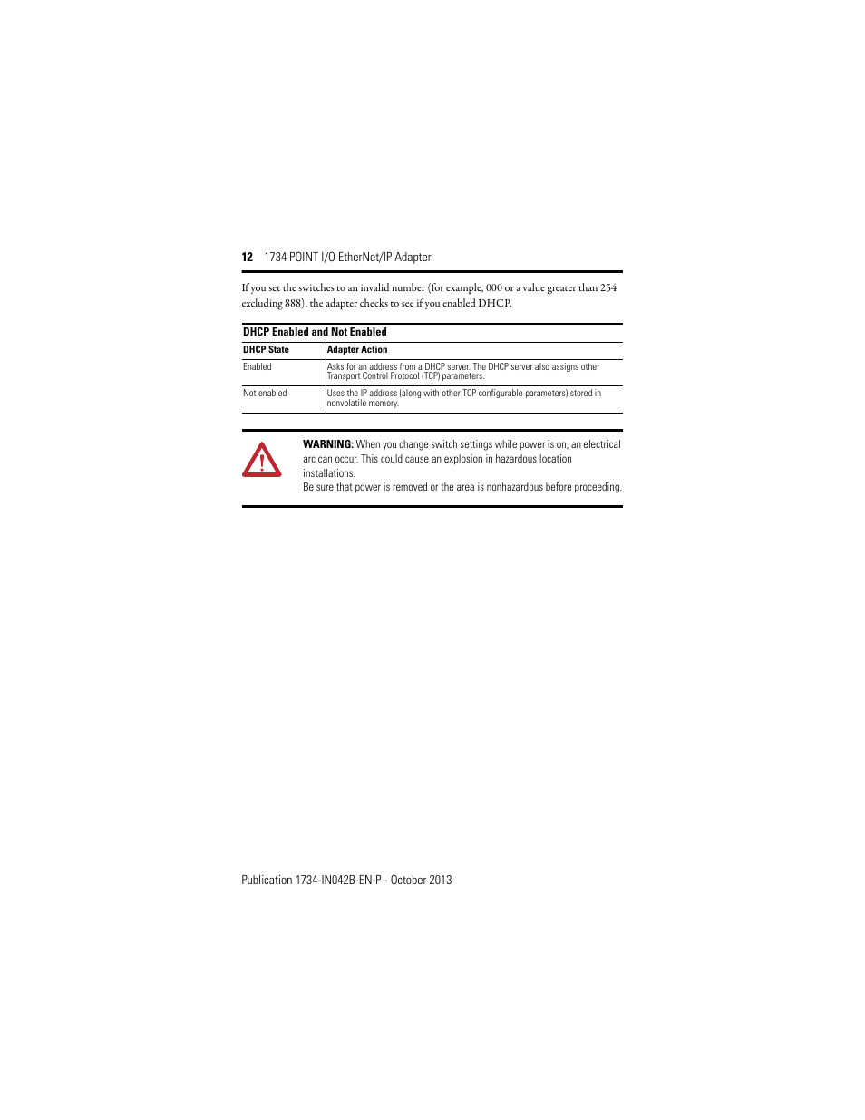 Rockwell Automation 1734-AENT, Series B 1734 POINT I/O EtherNet/IP Adapter Installation Instructions User Manual | Page 12 / 24