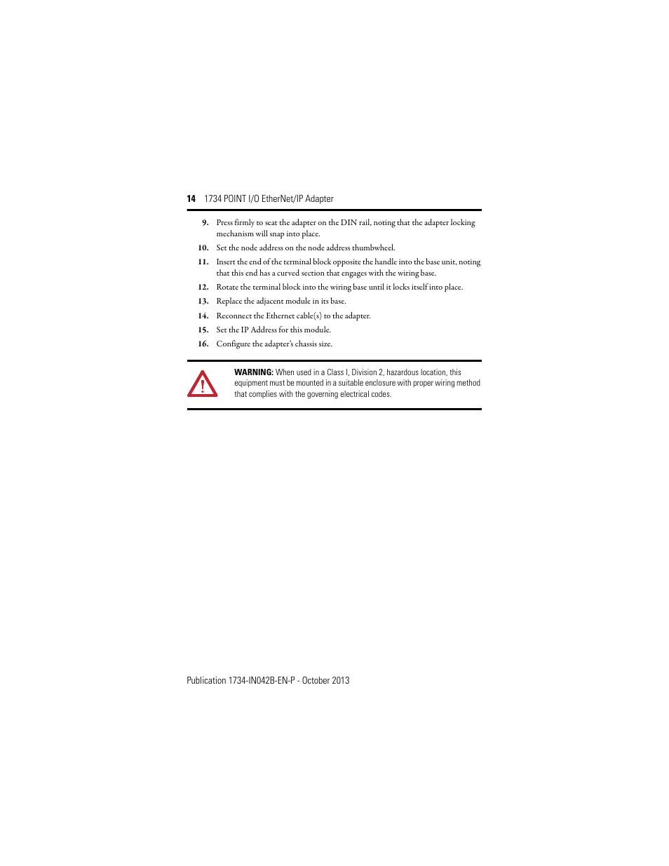 Rockwell Automation 1734-AENT, Series B 1734 POINT I/O EtherNet/IP Adapter Installation Instructions User Manual | Page 14 / 24