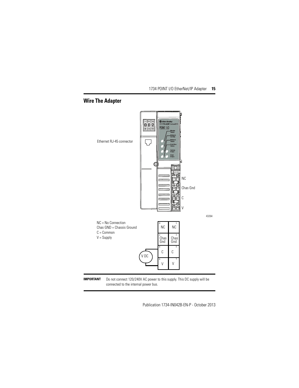 Wire the adapter | Rockwell Automation 1734-AENT, Series B 1734 POINT I/O EtherNet/IP Adapter Installation Instructions User Manual | Page 15 / 24