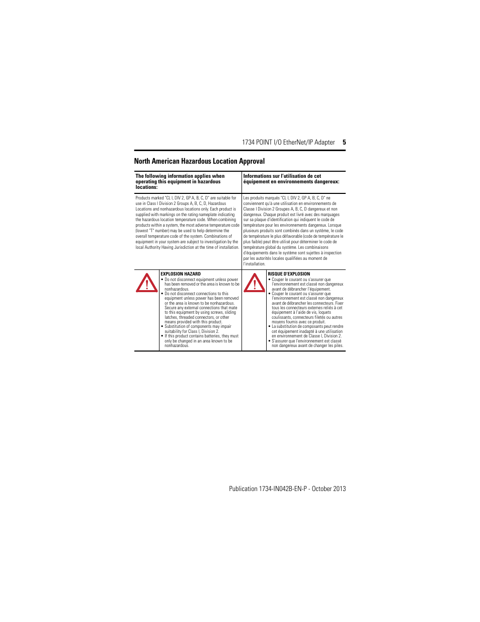 North american hazardous location approval | Rockwell Automation 1734-AENT, Series B 1734 POINT I/O EtherNet/IP Adapter Installation Instructions User Manual | Page 5 / 24
